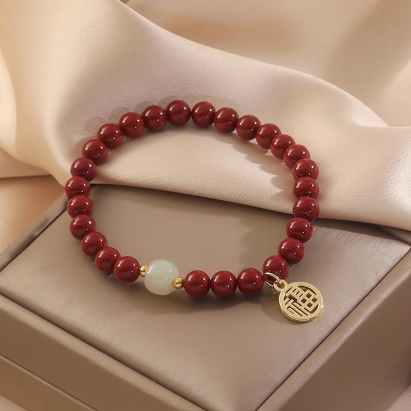 Title 1, Pulsera de cuentas de cinabrio natural para muj...