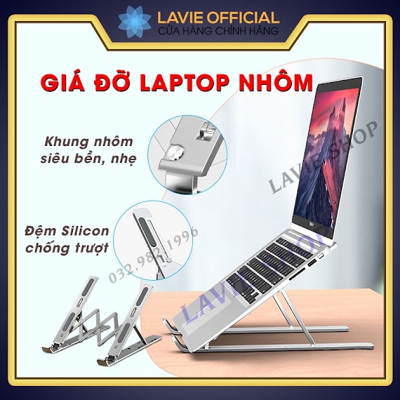 Giá Đỡ Laptop Bằng Nhôm Sang Trọng Bàn Laptop Gấp Gọn Tặng Kèm Túi Đựng Laptop Stand Tản Nhiệt Laptop