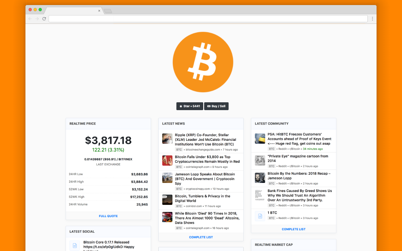 Bitcoin Tab - Streaming price & market info. Preview image 2