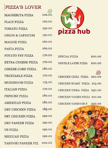 Pizza Hub menu 