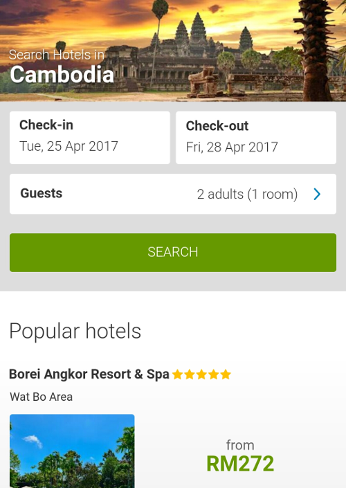 Booking Cambodia Hotels Screen 1