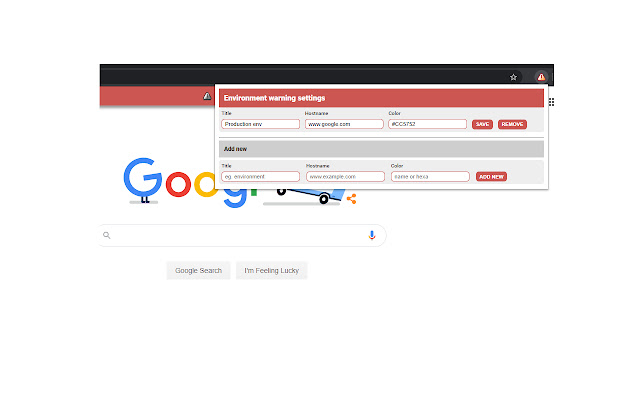Environment warning chrome extension