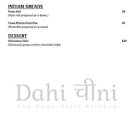 Dahi Cheeni - The Home-Style Kitchen menu 2