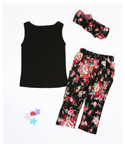 Title 2, European and American girls floral three-piece ...