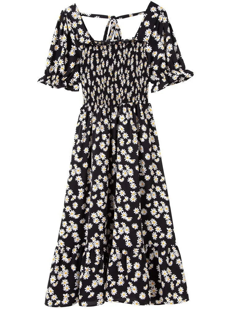 Title 1, Vestido de hada floral con cuello cuadrado y ma...
