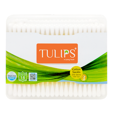 TULIPS EAR BUDS COTTON FLAT BOX 200PC