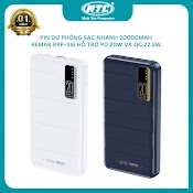 Pin Dự Phòng Sạc Nhanh Remax Rpp - 316 Noah Series 20000Mah An Toàn Đi Máy Bay - Hỗ Trợ Qc 22.5W Và Pd 20W (2 Màu)