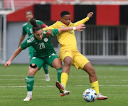 Banyana Banyana midfielder Refiloe Jane shields the ball from Algeria's Amira Braham during their AWCON qualifier in Algiers on Wednesday night.   