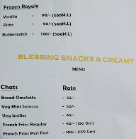 Blessing Snacks & Creamy menu 2