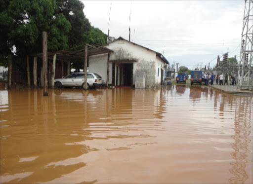 The switch board house at the Kilifi substation. Flood water entered the House to the switches level forcing Kenya power to shut down the whole of Kilifi County and its environs which depend on the station for power.Photo/Elias Yaa