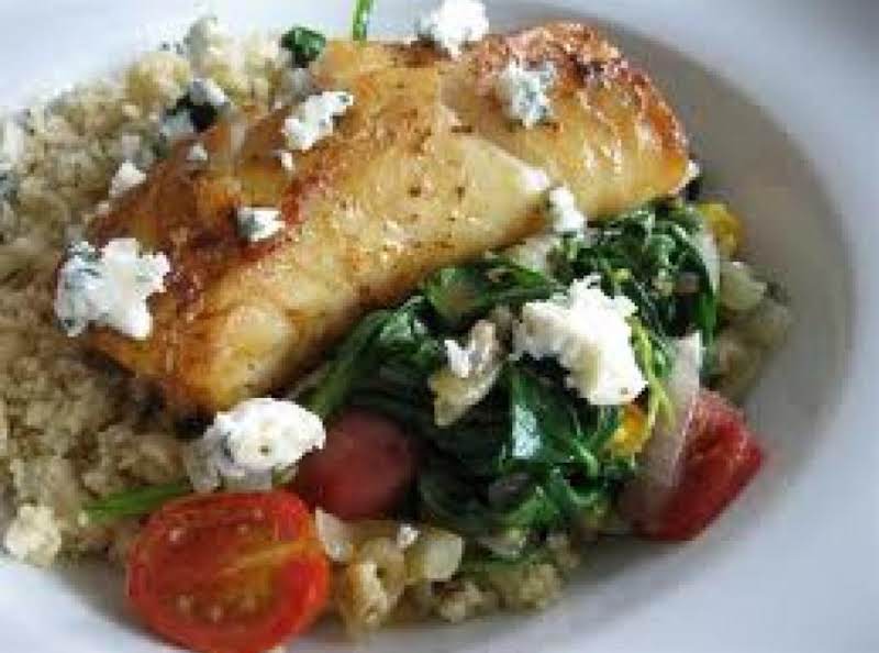 Greek Tilapia Over Wilted Spinach