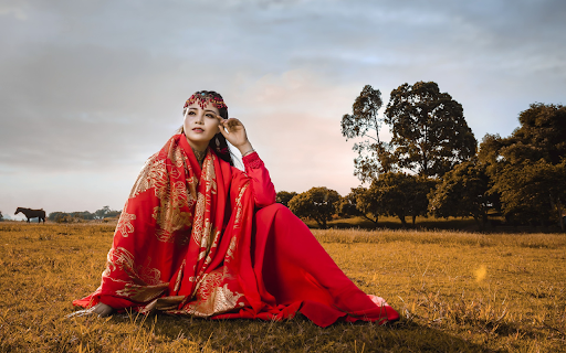 Young girl on the steppe