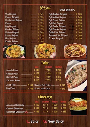 Andhra Spicy Eats menu 