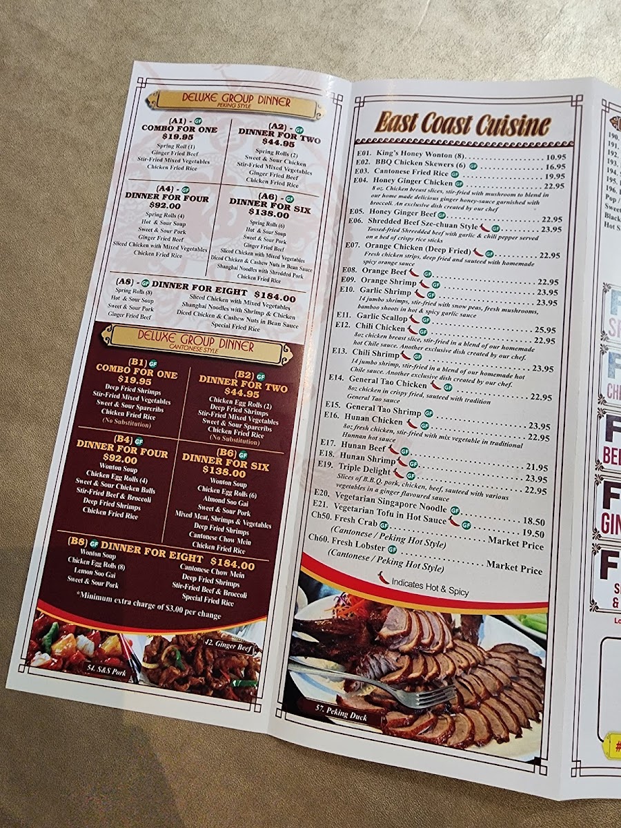 Bill's Peking House gluten-free menu