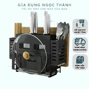 Giá Để Dao Thớt/ Dụng Cụ Nhà Bếp - Kệ Đựng Dao Thớt Nhà Bếp Treo Tường Tiện Lợi Kèm Khay Hứng Nước