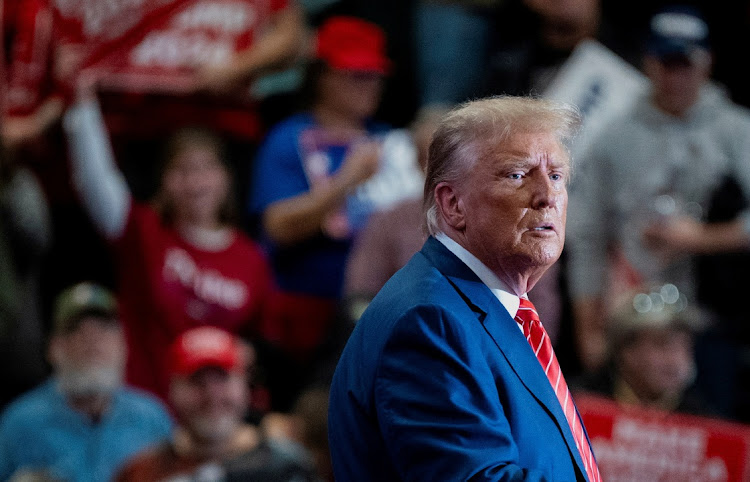 Former US president and Republican presidential candidate Donald Trump campaigns in Clinton, Iowa, the US, January 6 2024. Picture: CHENEY ORR/REUTERS