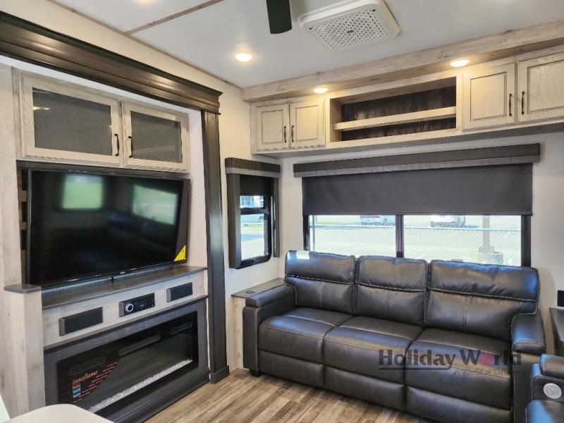 living room in the Keystone Avalanche fifth wheel