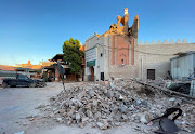 A view shows damage at an old mosque in the historic city of Marrakech, following a powerful earthquake in Morocco, September 9, 2023. 