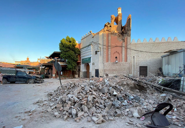 A view shows damage at an old mosque in the historic city of Marrakech, following a powerful earthquake in Morocco, September 9, 2023.