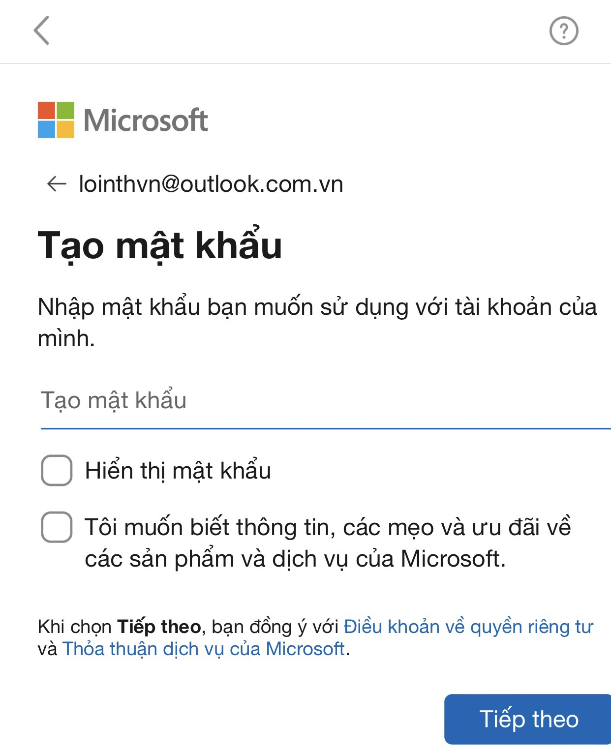 bước 4 tạo email trên iphone