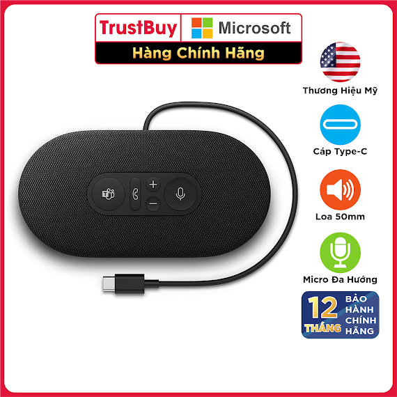 Loa Phòng Họp Trực Tuyến Online Usb - C Tích Hợp Micro Microsoft Modern Speaker - Hàng Chính Hãng