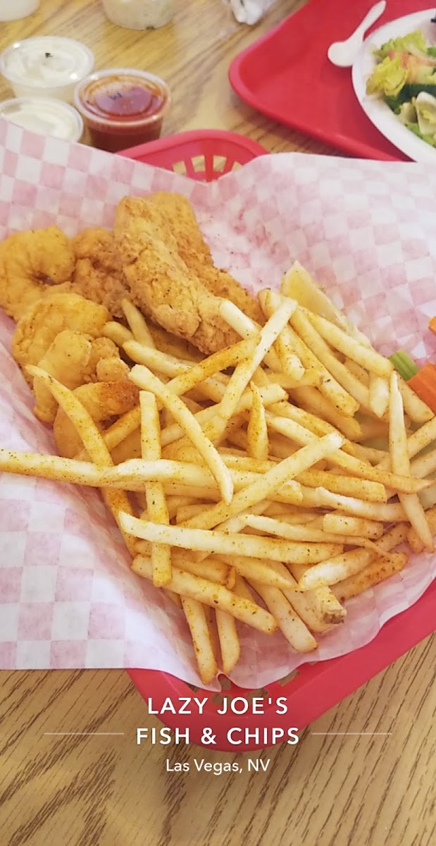 GF Chicken Tenders and Jumbo Shrimp.