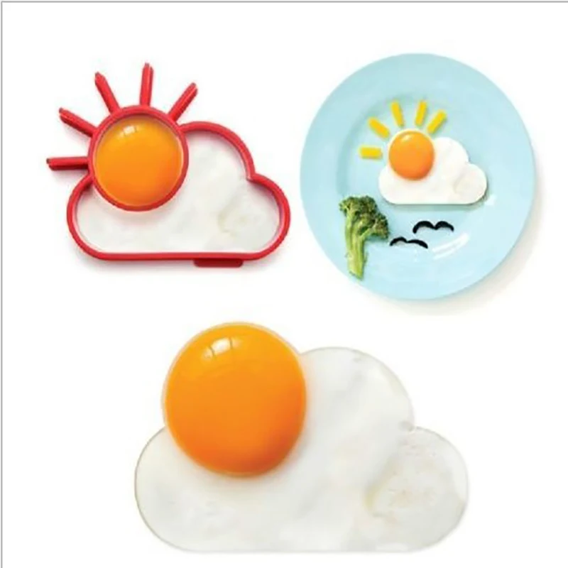 Siliconen gebakken ei vorm Zonne Wolk Schedel Maak leuke vormen voor het ontbijt! Gemakkelijk te gebruiken en schoon te maken, perfect voor kinderen en volwassenen.