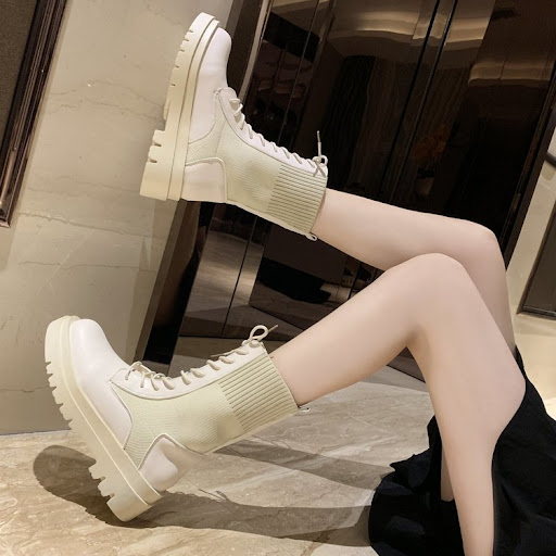Title 7, British Style Knitted Stretch Platform Ankle Bo...