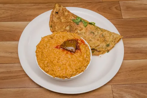 Mudda Pappu Avakaya Rice With Omelette