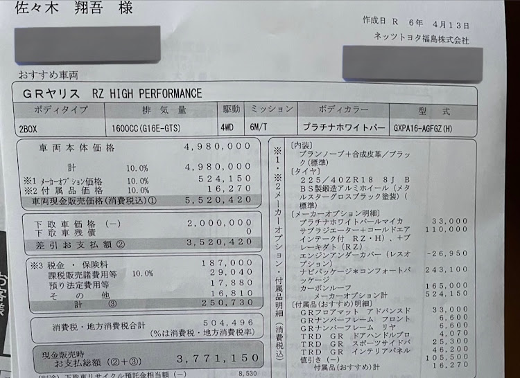GRヤリスの一眼レフ撮影・福島・新型注文・サクラと愛車・5ヶ月ぶりですに関するカスタム事例の投稿画像2枚目