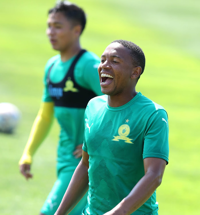 Andile Jali looks in good spirits during Mamelodi Sundowns training ahead of the MTN8 semifinal, second leg against Orlando Pirates in Polokwane.