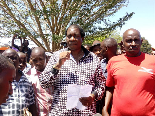 Wiper Changamwe MP nominee Peterson Mitau at the Mombasa Airport on Saturday /CHARLES MGHENYI