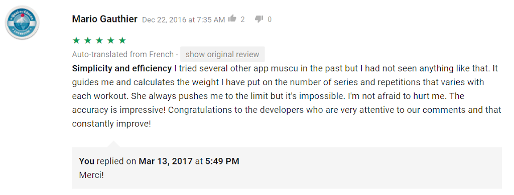 Customer review of Dr. Muscle