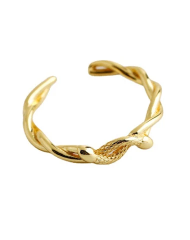 Bague serpent torsadée en corde pou - 1