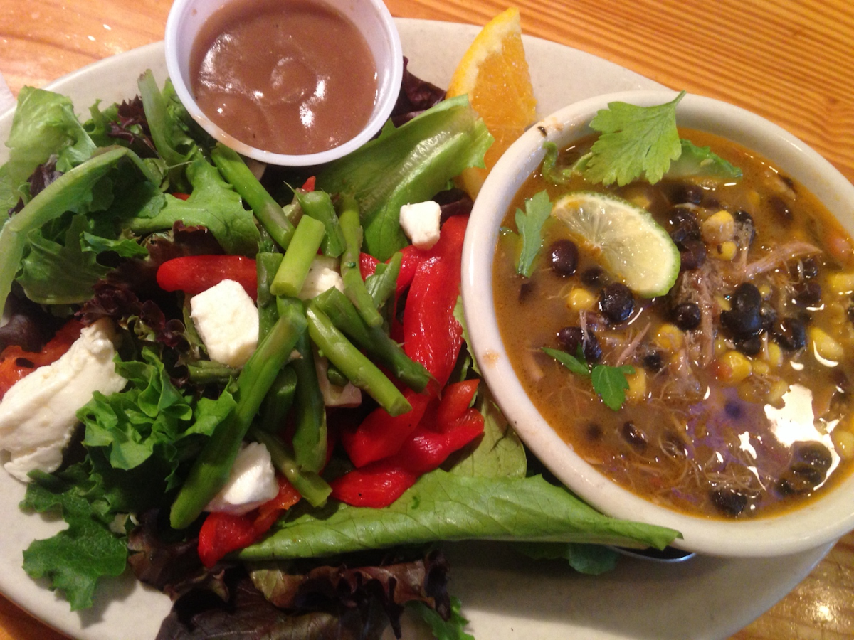 Mexican chili and salad combo...