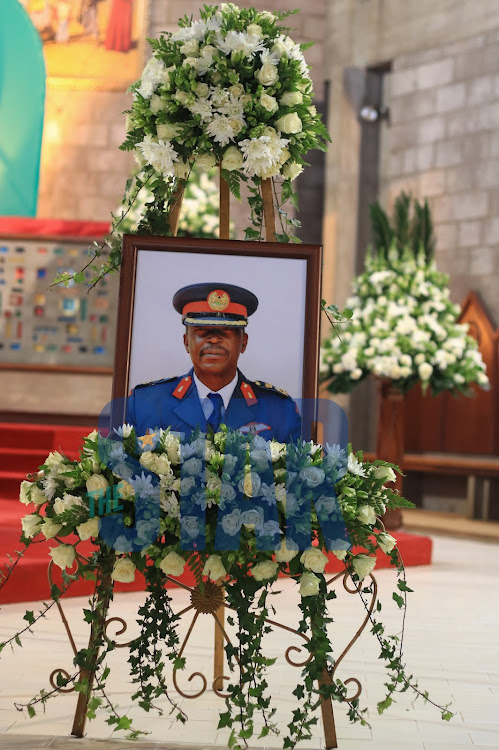 The late Brig. Chrispin Odhiambo's portrait displayed at the alter