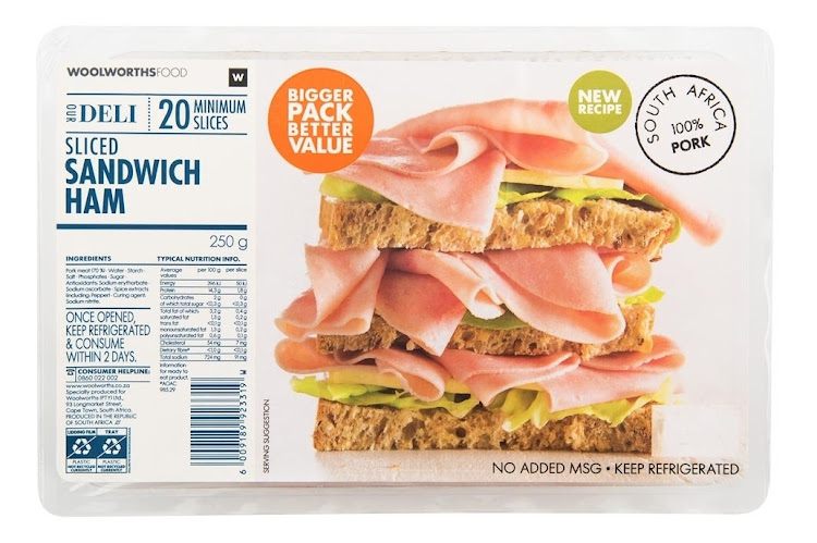 A Woolworths prepared product contains the “South Africa 100% Pork” stamp.