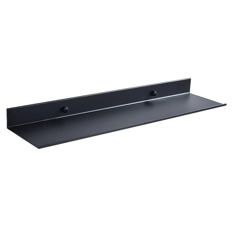 Espejo estante rectangular negro para baño, aluminio mate, rack frontal, almacenamiento. Maximiza el espacio con diseño elegante.