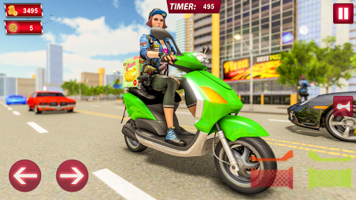 Scooty Bike Pizza Delivery Girl Simulator