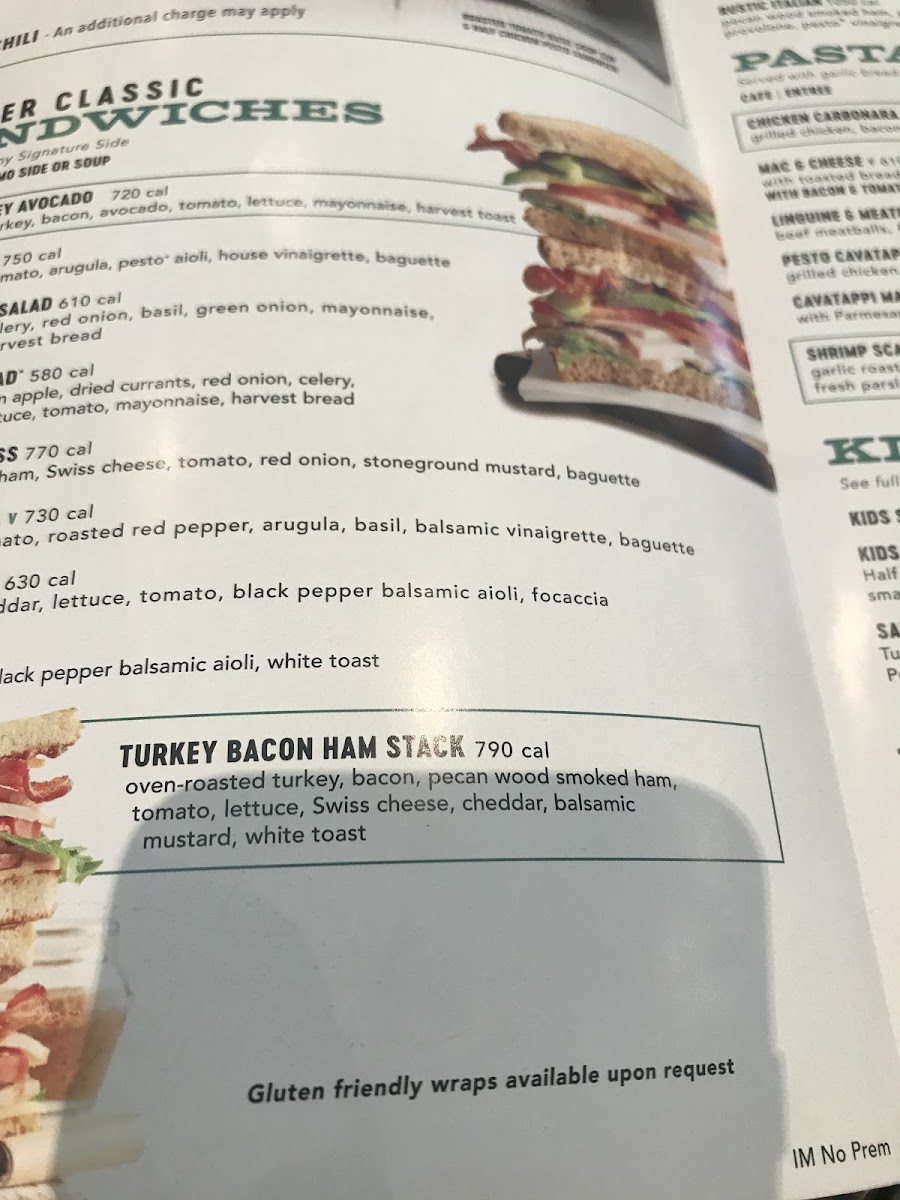 Corner Bakery gluten-free menu