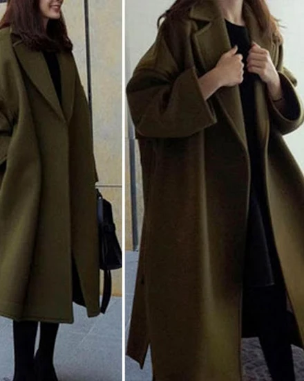 Women Overcoat Autumn Winter Thick Wool Long Coats Vintag... - 0