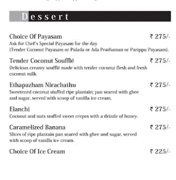 Vembanad - The Paul Bangalore menu 