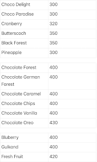 The Cake Carnival menu 1