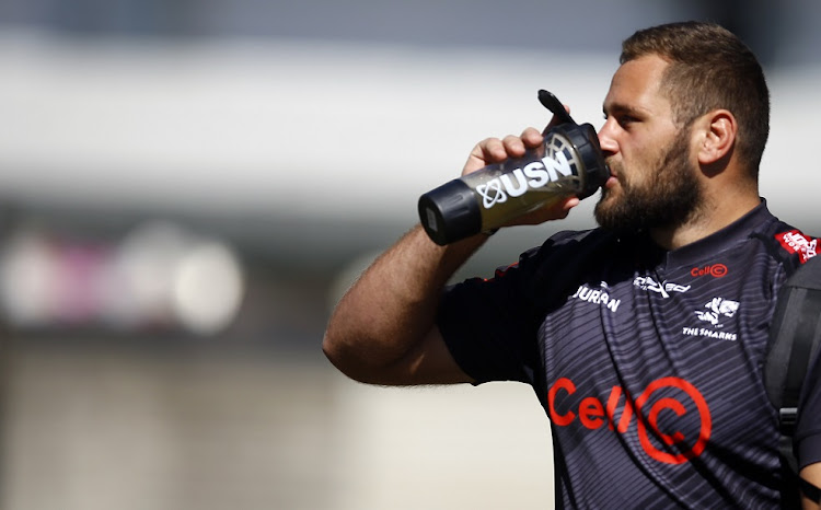 Captain Thomas du Toit during a Sharks training session at Kings Park in Durban.