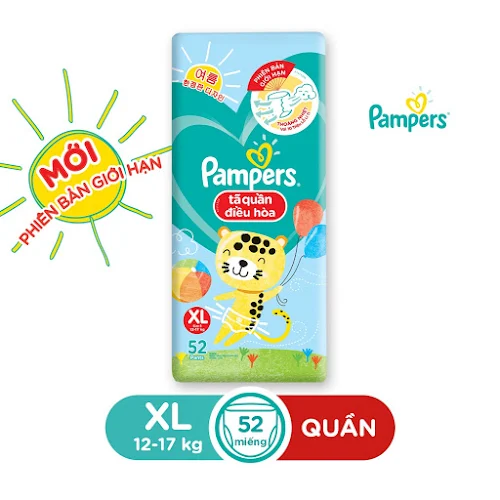 Tã quần Pampers điều hoà gói lớn XL52 (12 - 17kg) bịch 52 miếng