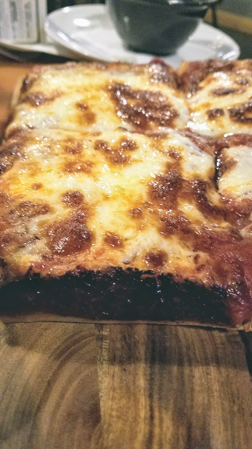 Ex Novo 8 inch personal Detroit Pizza with crazy sauce and brick cheese, add up to 3 additional toppings.