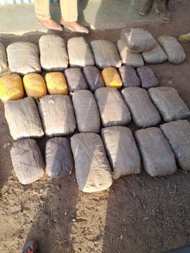 Bales of marijuana seized on the Nairobi-Moyale highway on June 26, 2022. Five suspects were arrested in the operation-DCI