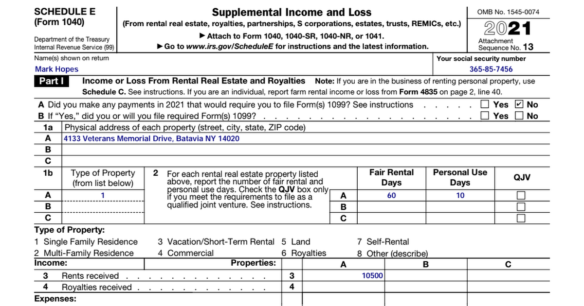 Sample 1 - 2021 Schedule E (Form 1040).pdf