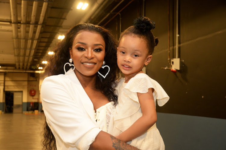 Dj Zinhle and Daughter Kairo during the AKA Orchestra On The Square at Time Square Sun Arena on March 17, 2019 in Pretoria, South Africa.