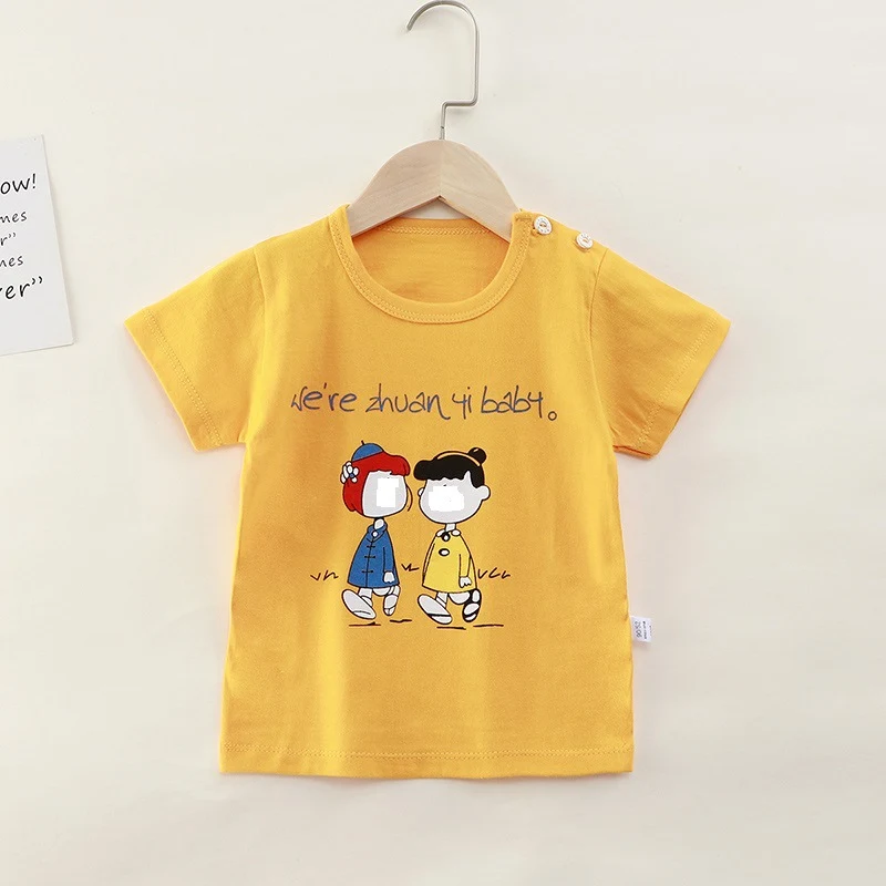 Çocuk Tişörtü Saf Pamuk Bebek Karikatür İnce Kısa Kollu Nefes Alabilir Yumuşak Yaz ve hassas ciltler için idealdir.